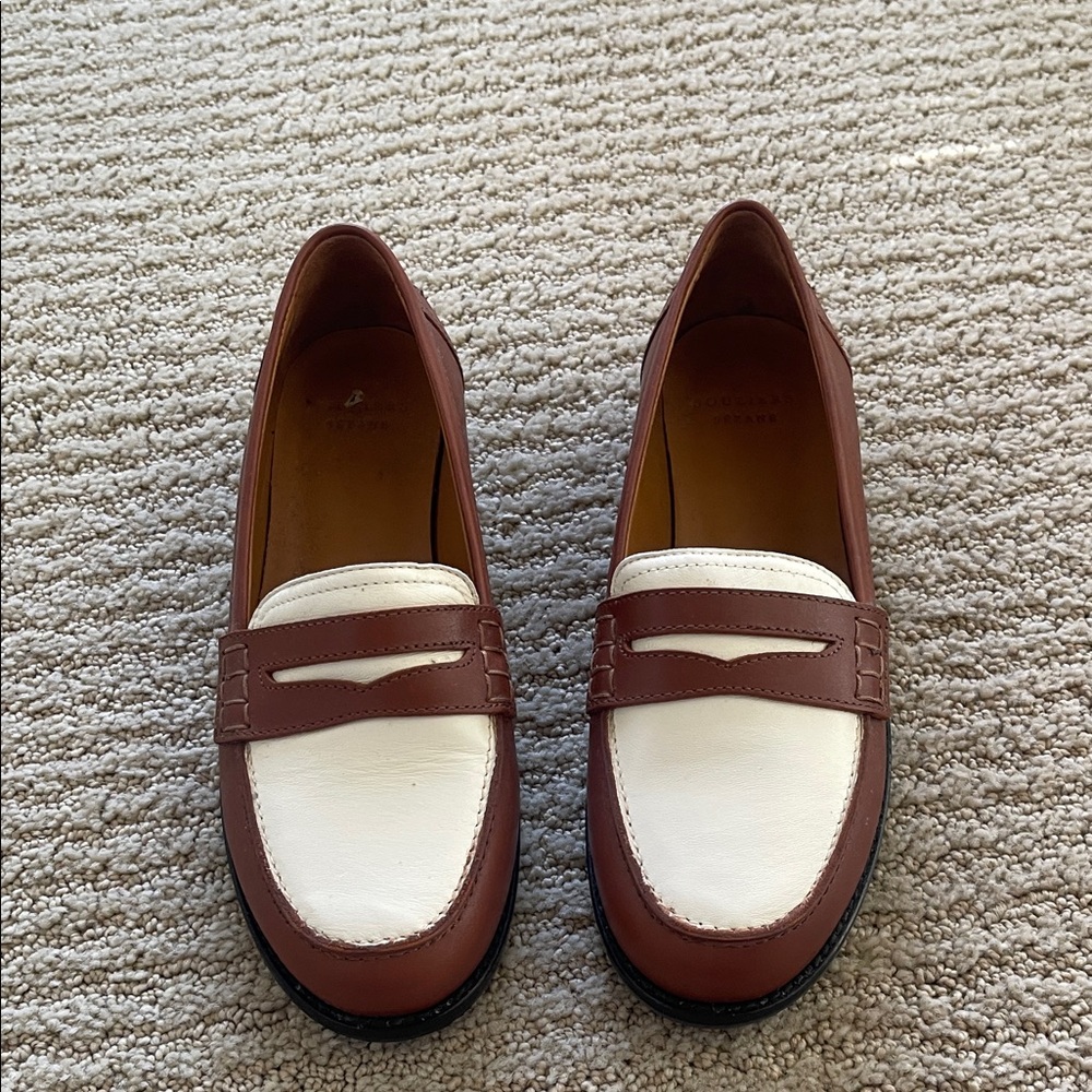 Sezane Two-Tone Brown and Cream Loafers